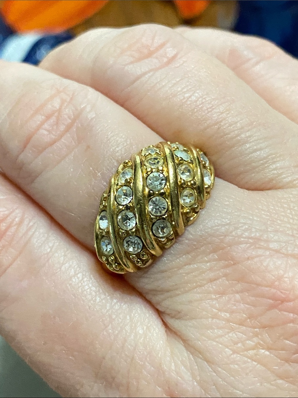 Avon Gold-Tone Crystal Dome Ring